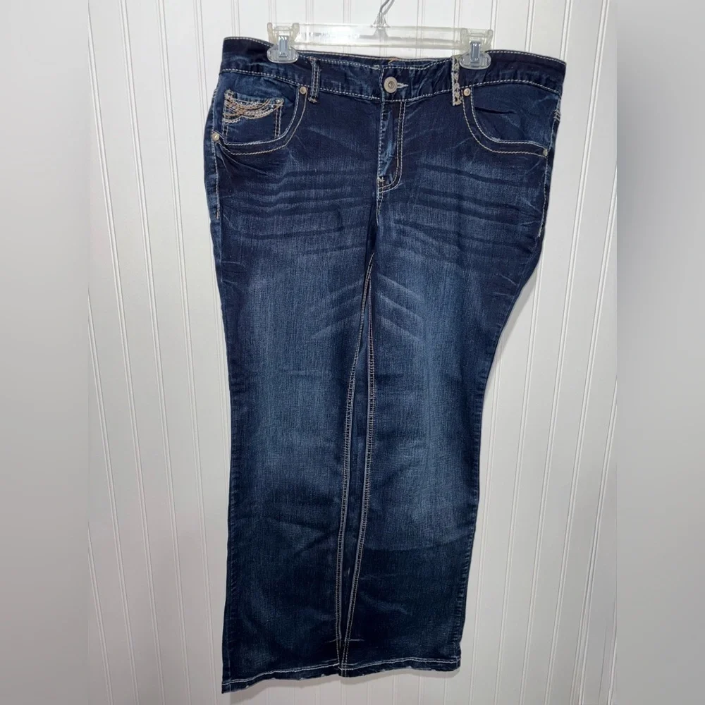 NWT Rhythm Blues Dark Denim Western Slim Boot Jeans| Size 16